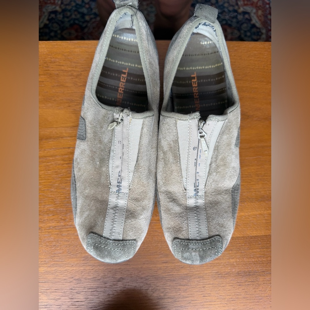 Merrell Taupe Gray Suede Zip-Front Slip-On